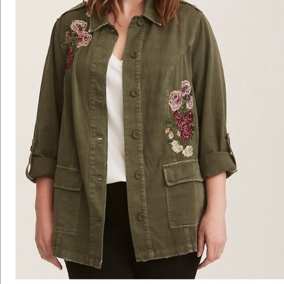 torrid Jackets & Blazers - Torrid Military Embroidered Jacket-EUC